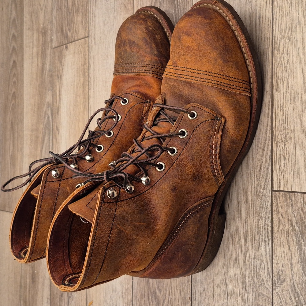 RED WING Iron Ranger 8085 Copper Brown Leather Sz 10.5 D Mens Lace Up Work Boots - Picture 7 of 14